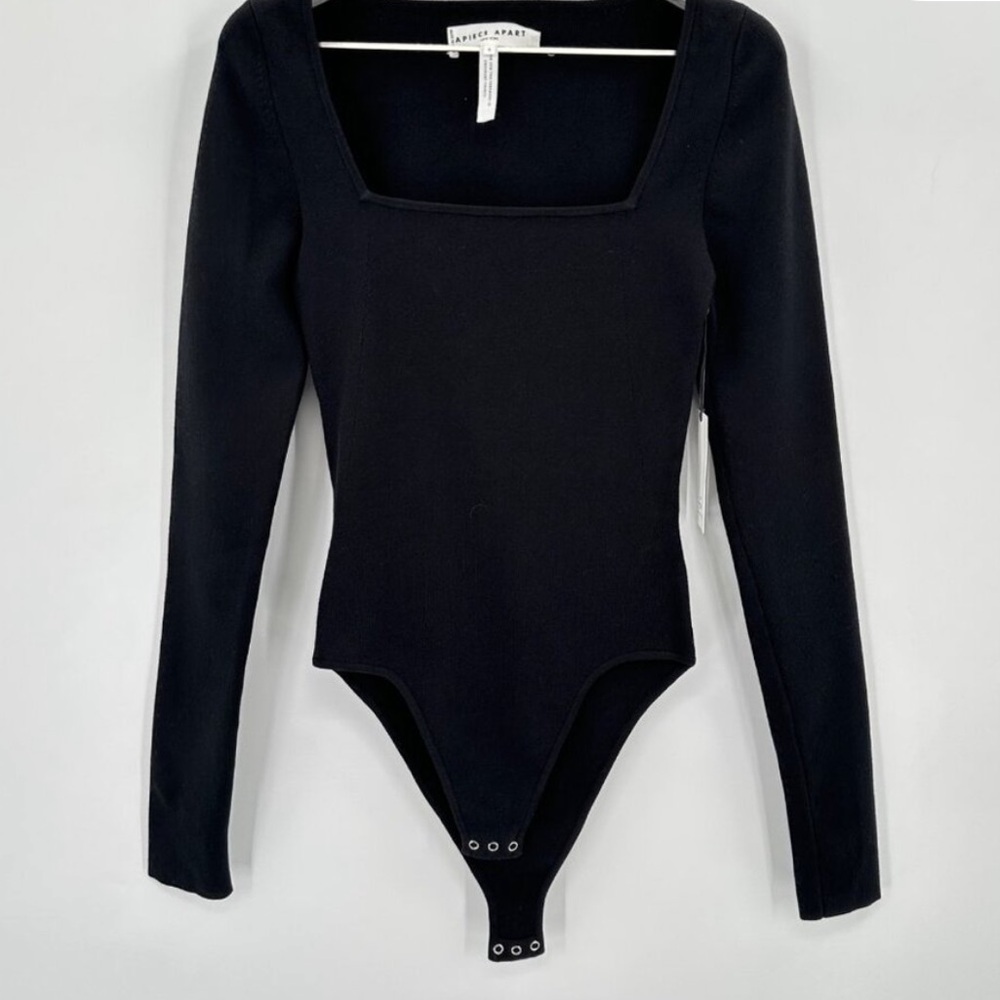 Apiece Apart Black Ribbed Bodysuit size small